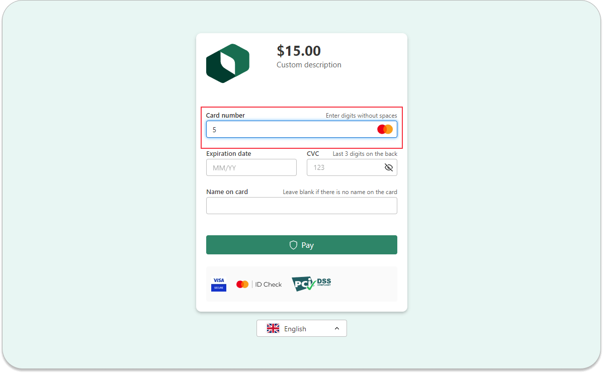 Highlighting the payment system when entering the card number